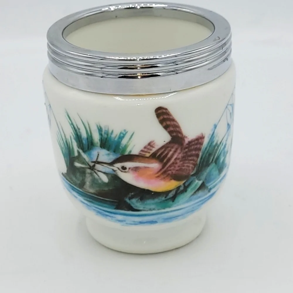 Set of 2 Royal Worcester King Size Egg Coddler Bases - Bird Pattern